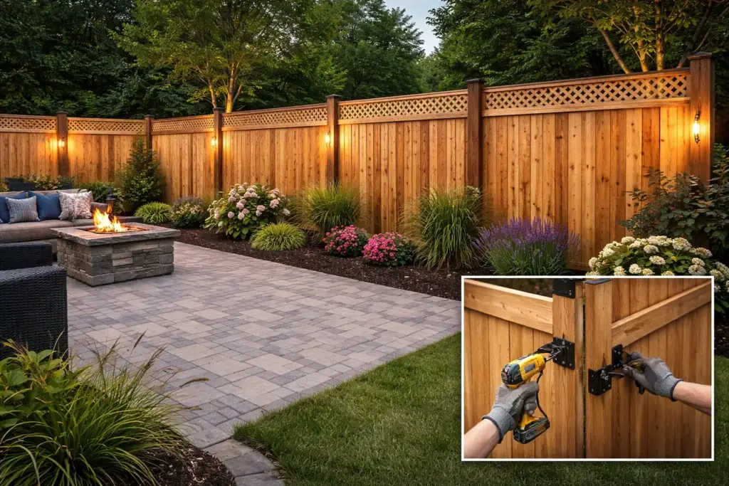 Fencing 1 Beautiful backyard in Mississauga with a wooden fence.